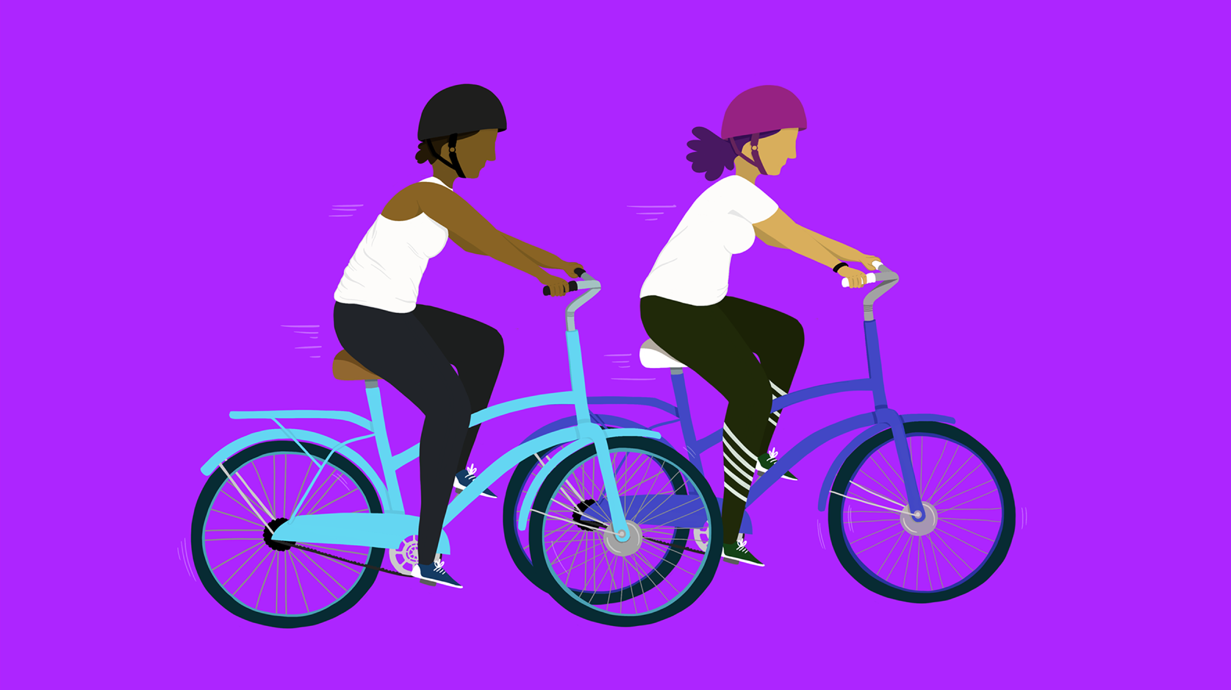 Two people enjoying a community bike ride
